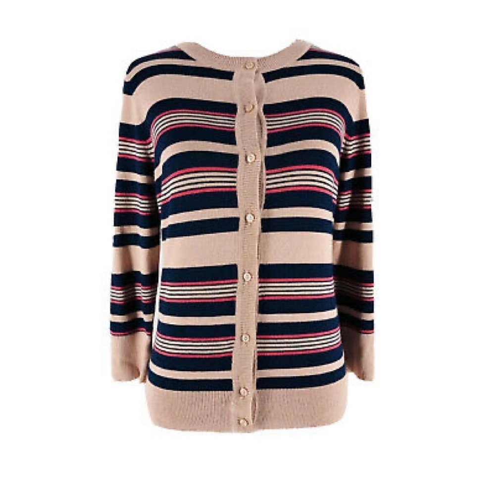 Halogen Striped Buttoned Down Cardigan - image 2